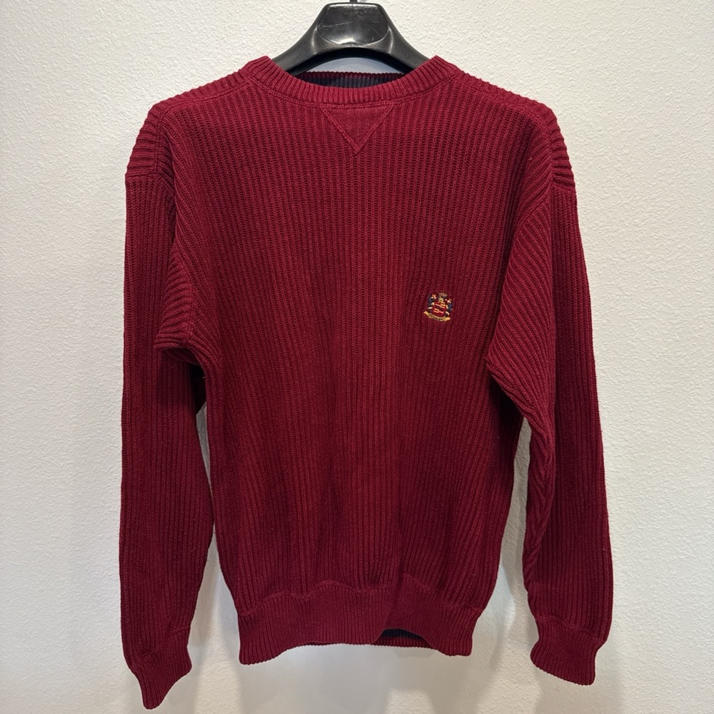 🍷 Vintage Woods & Gray Burgundy Knit Sweater — Size M — Really Good Condition